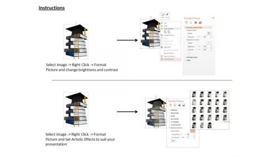 Stock Photo Ladder Standing Near Books With Graduation Cap PowerPoint Slide