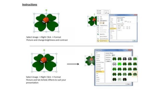 Stock Photo Ladybug On Clover Leave Good Luck On Patrick Day PowerPoint Slide