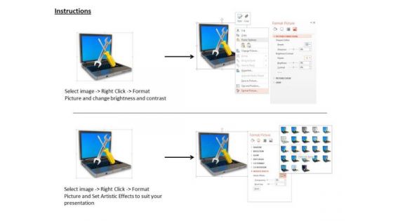 Stock Photo Laptop And Service Tool White Background PowerPoint Slide