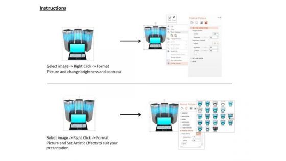 Stock Photo Laptop Data Connected With Servers Image Graphics For PowerPoint Slide