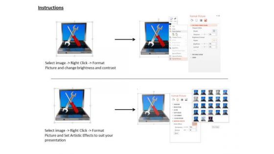 Stock Photo Laptop With Service Tools White Background PowerPoint Slide