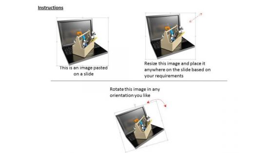 Stock Photo Laptop With Tool Box For Repair And Service PowerPoint Slide