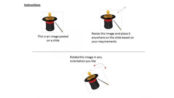 Stock Photo Magic Hat With Gold Coins PowerPoint Slide