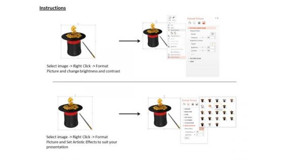 Stock Photo Magic Hat With Gold Coins PowerPoint Slide