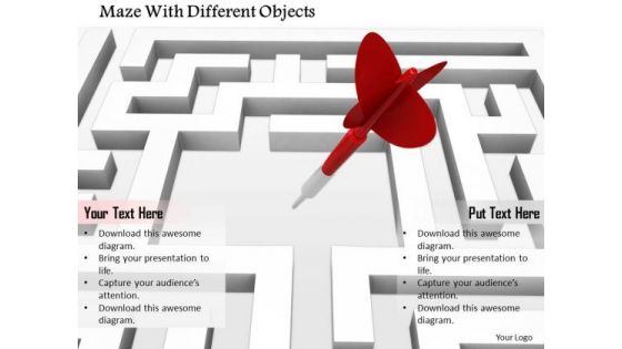Stock Photo Maze With Dart Arrow PowerPoint Slide