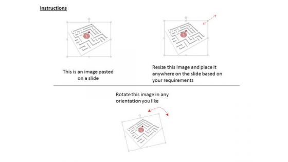 Stock Photo Maze With Target Hit Arrow PowerPoint Slide