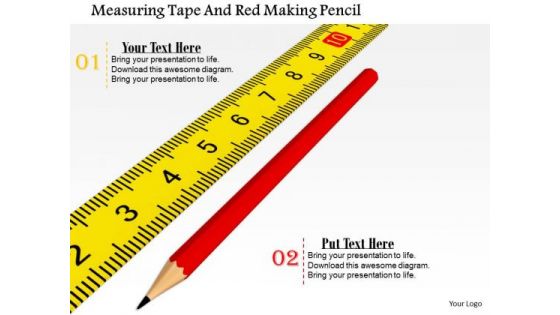 Stock Photo Measuring Tape And Red Pencil PowerPoint Slide
