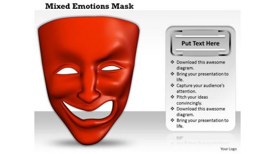 Stock Photo Mixed Emotions Red Color Mask PowerPoint Slide