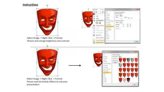 Stock Photo Mixed Emotions Red Color Mask PowerPoint Slide