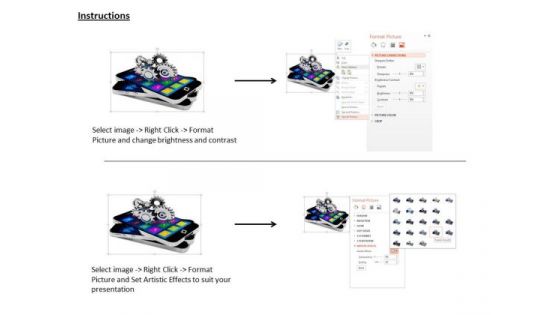 Stock Photo Mobile Smartphone And Gears Apps PowerPoint Slide
