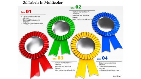 Stock Photo Multicolored Labels For Winners In Game PowerPoint Slide