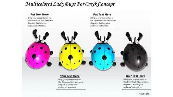 Stock Photo Multicolored Lady Bugs For Cmyk Concept PowerPoint Template