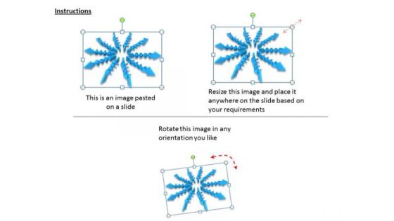 Stock Photo Multiple Blue Arrows In Circle Team PowerPoint Slide
