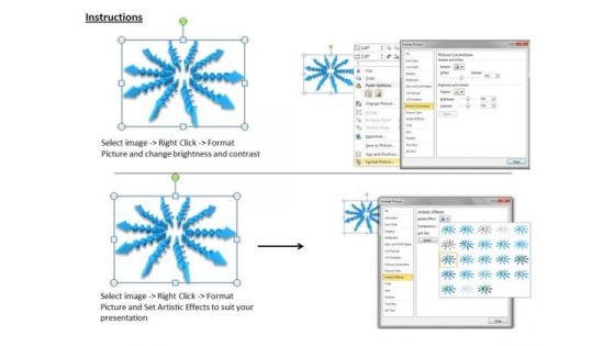 Stock Photo Multiple Blue Arrows In Circle Team PowerPoint Slide