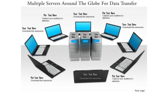 Stock Photo Multiple Servers Around The Globe For Data Transfer PowerPoint Slide