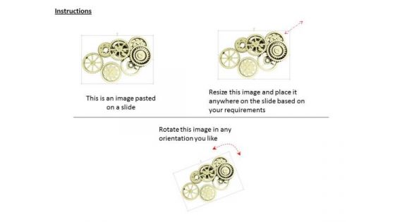 Stock Photo Multiple Silver Gears For Process Control PowerPoint Slide