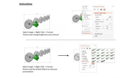 Stock Photo Multiple Targets With Green Arrows Hitting One PowerPoint Slide
