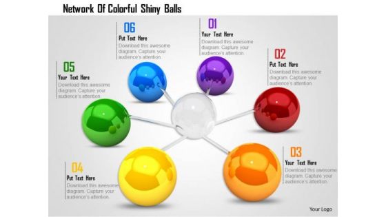 Stock Photo Network Of Colorful Shiny Balls PowerPoint Slide
