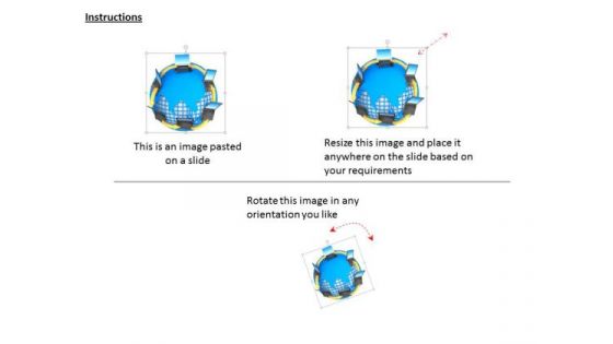 Stock Photo Network Of Laptop On Globe Internet Concept PowerPoint Slide