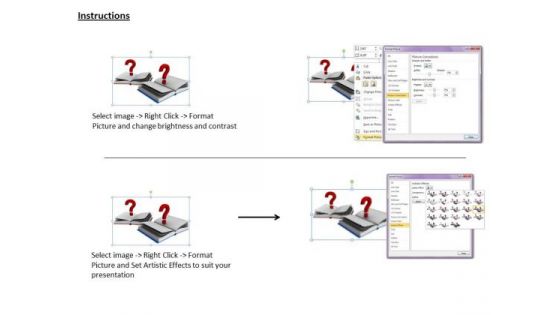 Stock Photo Open Books With Question Marks PowerPoint Slide