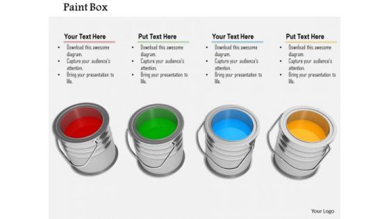 Stock Photo Paint Box In Row PowerPoint Slide