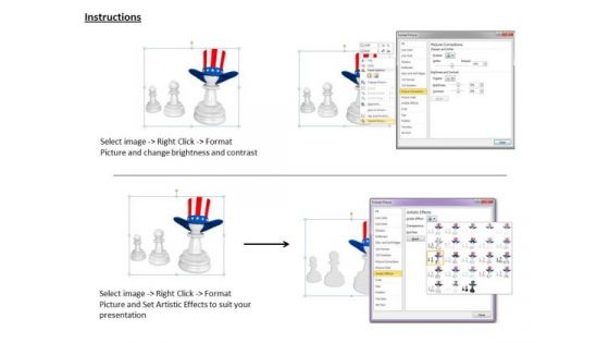 Stock Photo Pawns With American Flag Hat PowerPoint Slide