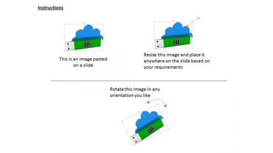 Stock Photo Pen Drive With Cloud And Lock PowerPoint Slide