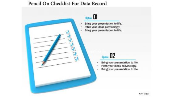 Stock Photo Pencil On Checklist For Data Record PowerPoint Slide