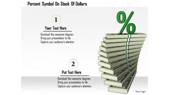Stock Photo Percent Symbol On Stack Of Dollars PowerPoint Slide