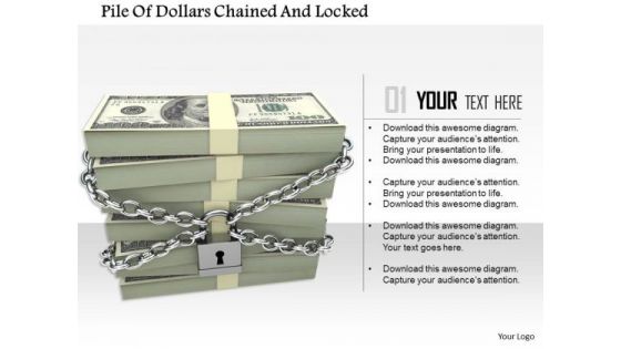 Stock Photo Pile Of Dollars Chained And Locked PowerPoint Slide