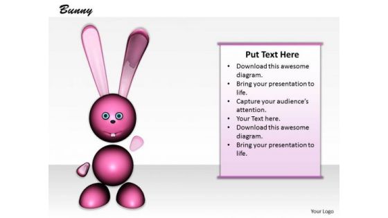 Stock Photo Pink Cute Bunny PowerPoint Slide