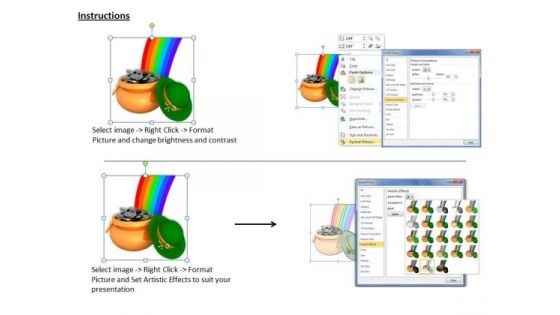 Stock Photo Pot Full Of Coins With Rainbow And Hat PowerPoint Slide