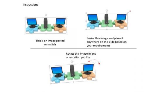 Stock Photo Puzzle Pieces With Desktop Server Network Concept PowerPoint Slide