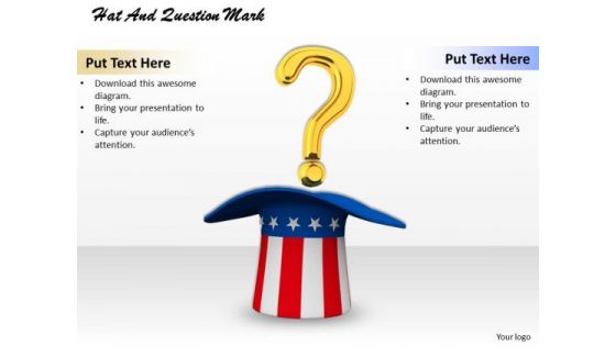 Stock Photo Question Mark On American Hat PowerPoint Slide