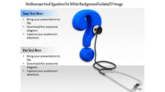 Stock Photo Question Mark With Stethoscope Medical Theme PowerPoint Slide
