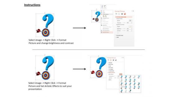 Stock Photo Questionmark With Arrow On Target PowerPoint Slide