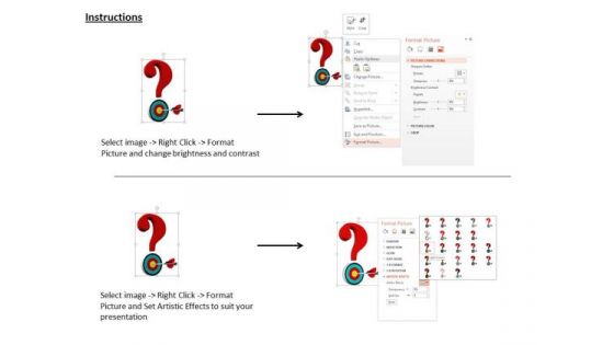 Stock Photo Questionmark With Target And Arrow PowerPoint Slide