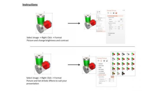 Stock Photo Red And Green Cells For Power In Electronic Devices PowerPoint Slide