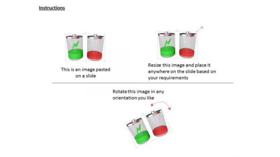 Stock Photo Red And Green Two Power Cells For Energy Source PowerPoint Slide