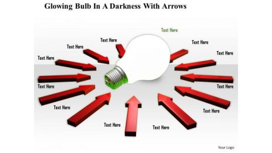 Stock Photo Red Arrows Around Light Bulb PowerPoint Slide
