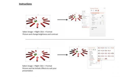 Stock Photo Red Arrows Around Light Bulb PowerPoint Slide