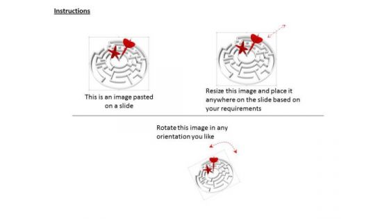 Stock Photo Red Arrows In Center Of Maze PowerPoint Slide