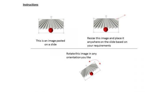 Stock Photo Red Ball Ahead Of Silver Balls PowerPoint Slide