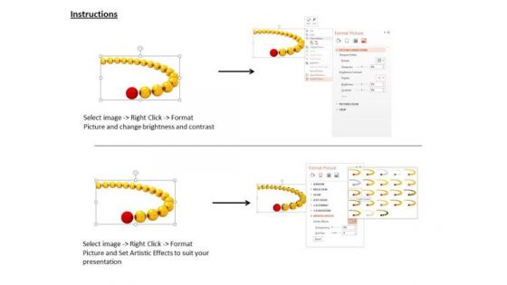Stock Photo Red Ball Ahead Of Yellow Balls PowerPoint Slide