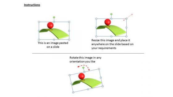 Stock Photo Red Ball Balancing On Green Slide PowerPoint Slide