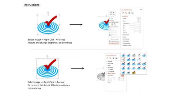 Stock Photo Red Check Symbol On Target PowerPoint Slide