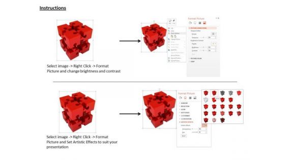 Stock Photo Red Cube Of Puzzle Pieces PowerPoint Slide
