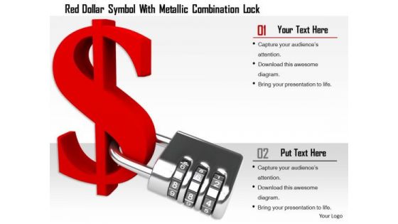 Stock Photo Red Dollar Symbol With Metallic Combination Lock PowerPoint Slide