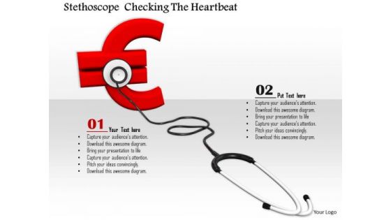 Stock Photo Red Euro Symbol With Stethoscope PowerPoint Slide