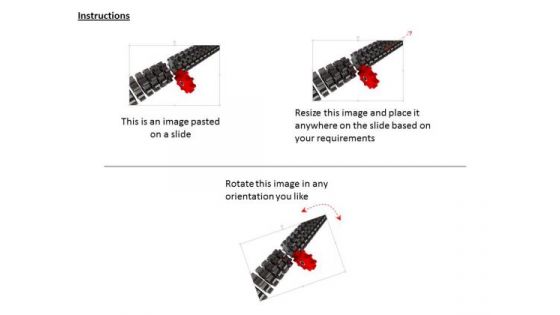 Stock Photo Red Gear Leading Black Gears PowerPoint Slide